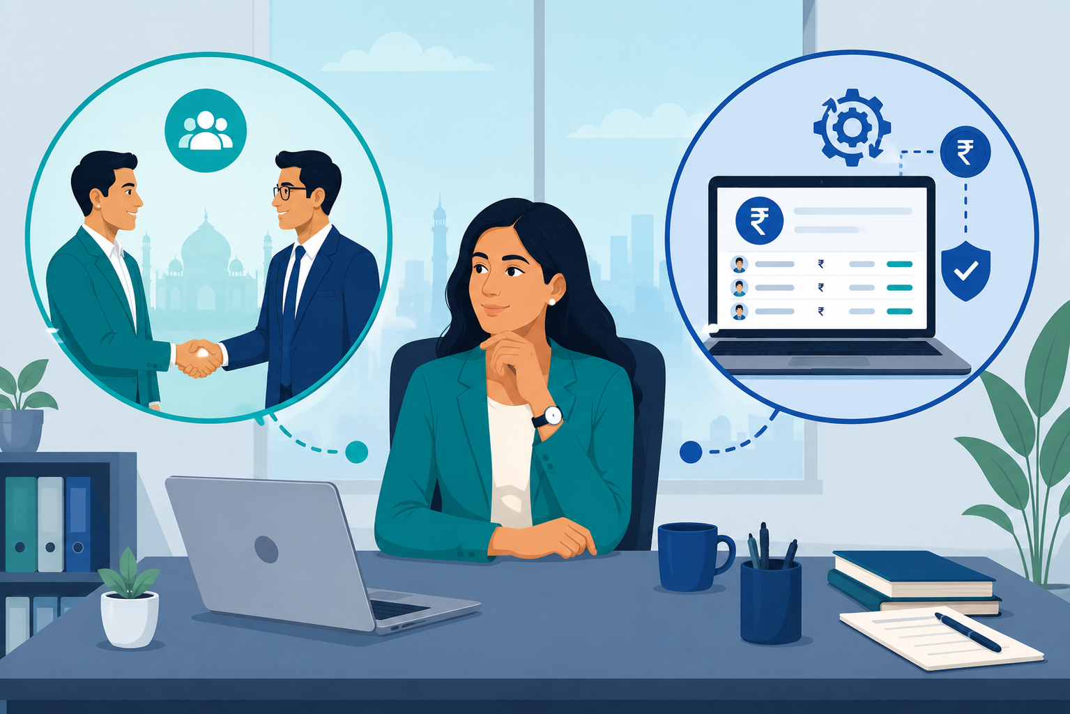 Indian HR manager comparing payroll outsourcing vs payroll software options