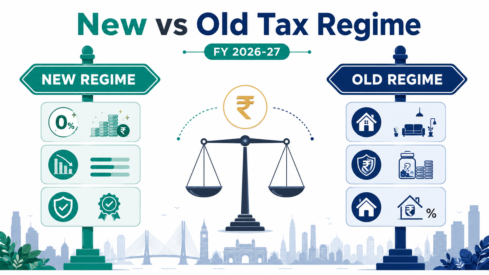 New vs Old Tax Regime FY 2026-27 — comparison for Indian salaried employees