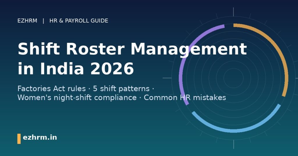 Shift roster management for Indian factories and retail teams in 2026 — Factories Act rules, shift patterns and women's night-shift compliance.