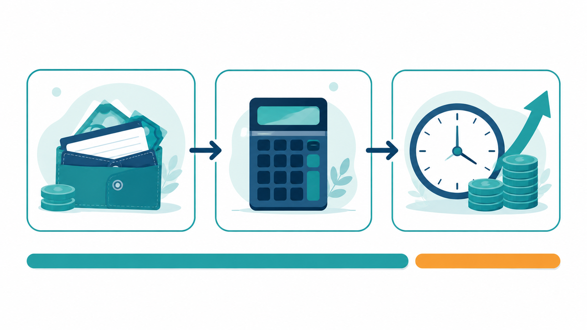 Three-step overtime calculation flow in India: monthly Basic plus DA, divided into an hourly rate, then doubled for overtime hours