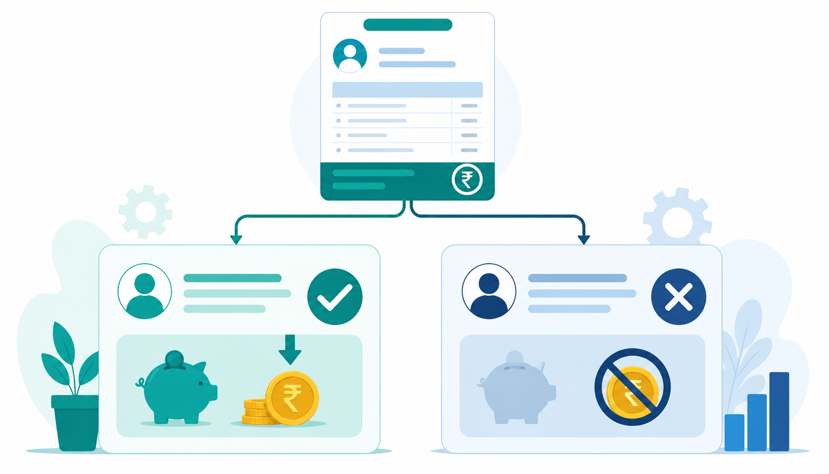 Diagram comparing Professional Tax deduction under old tax regime versus new tax regime on an Indian payslip